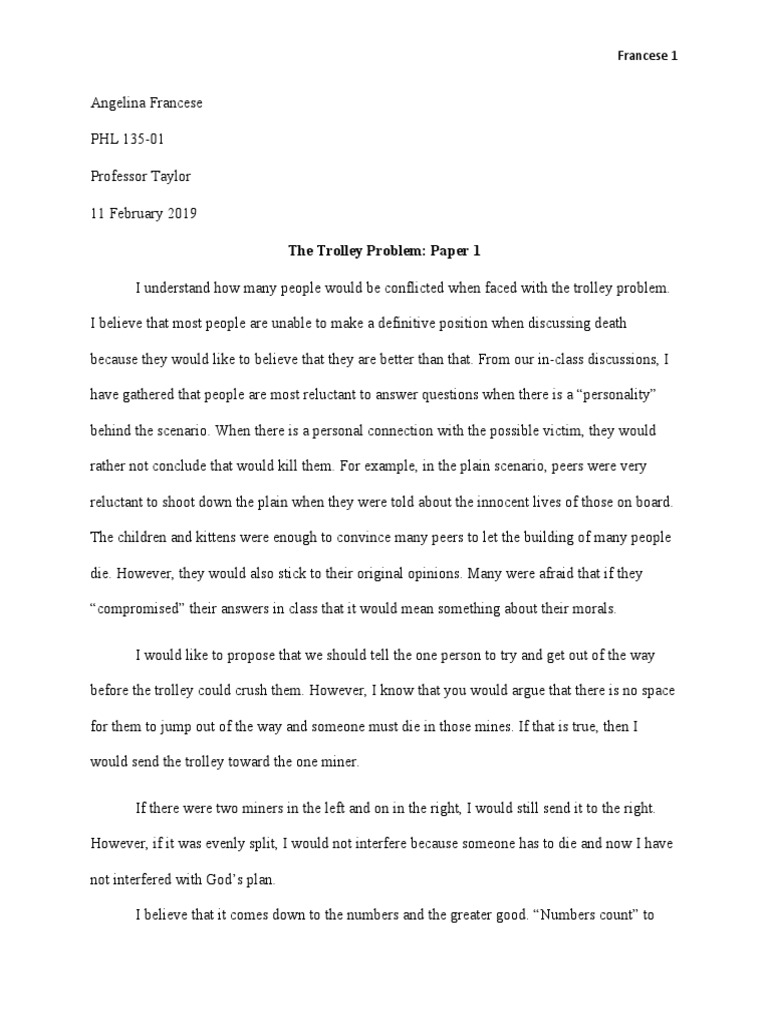 The Trolley Problem Pdf Psychological Concepts Metaphysics