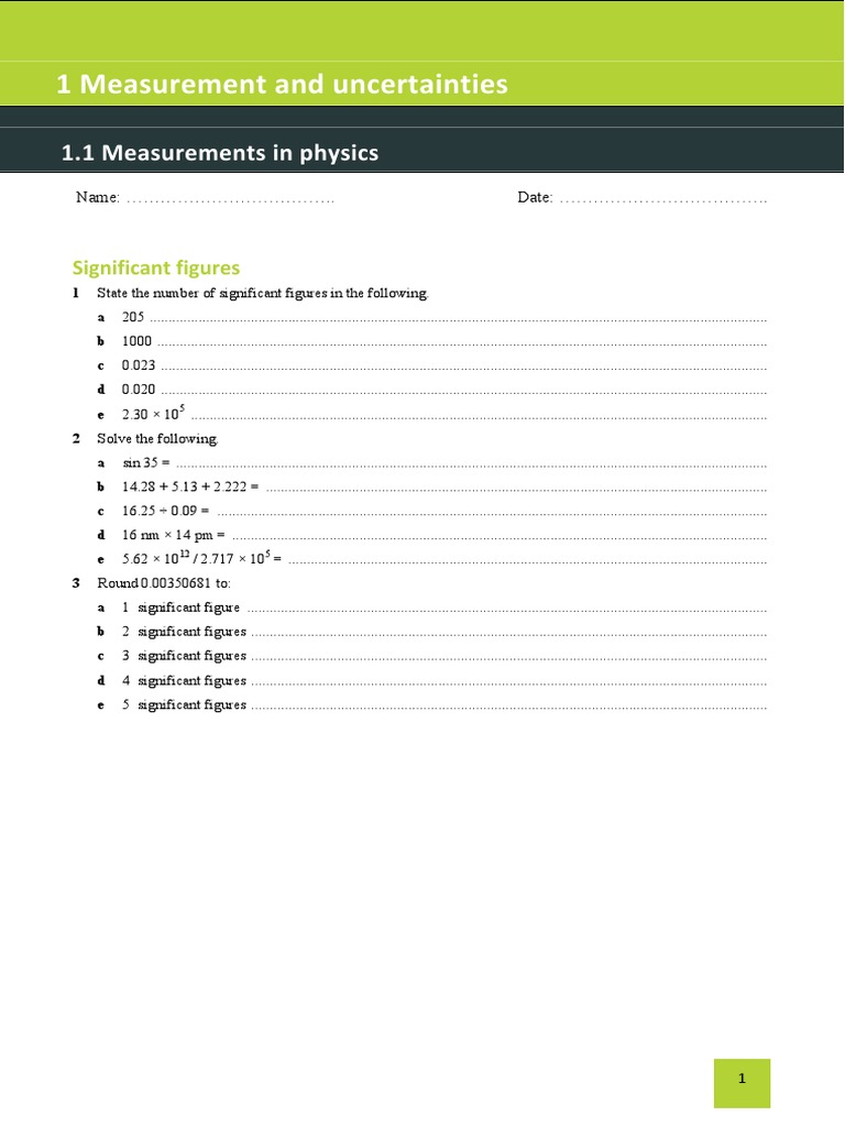 Measurement and Uncertainties in Physics | PDF | Numbers | Arithmetic