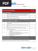 First Aid Skills Checklist