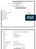 Pulseoxymeter: College of Nursing Madurai Medical College Madurai-20 Procedure Demonstration ON