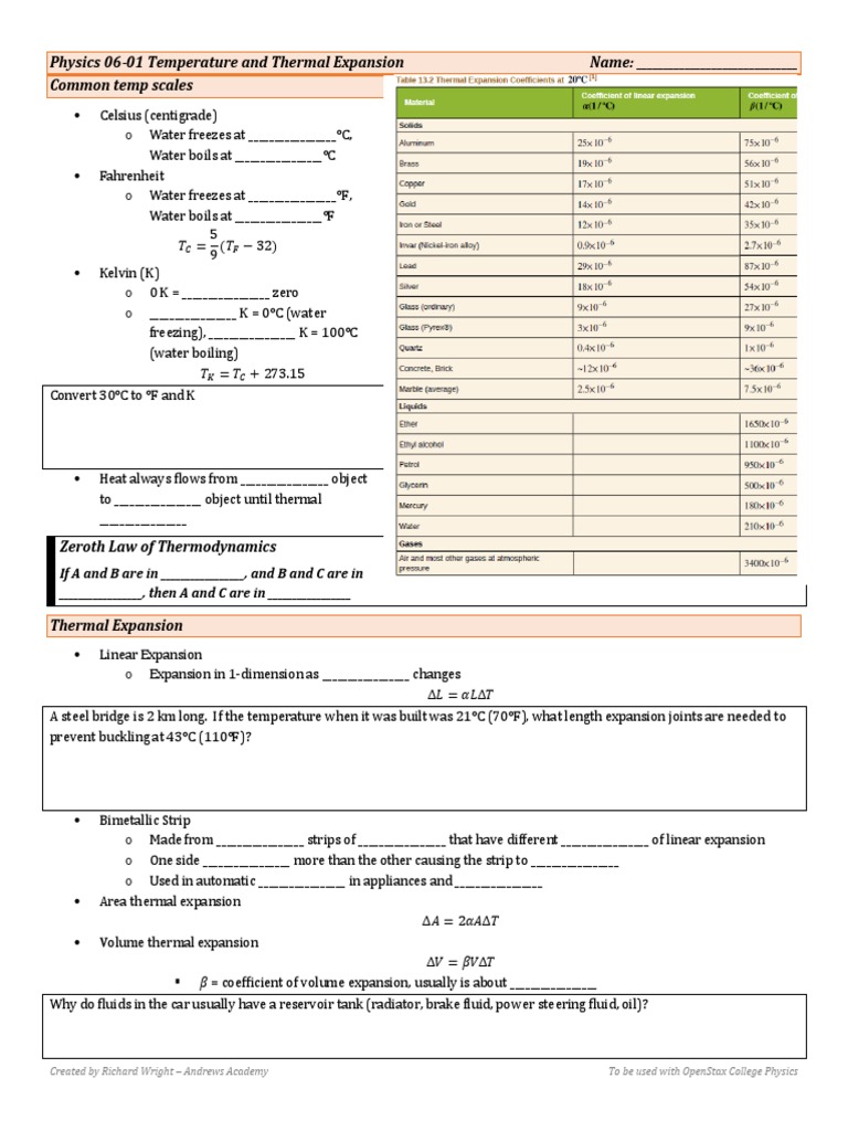 Physics 06-01 Temperature and Thermal Expansion | PDF | Thermal ...