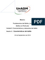 Materia: Fundamentos Del Delito y Los Delitos en Particular Unidad 2: Características y Elementos Del Delito Sesión 3