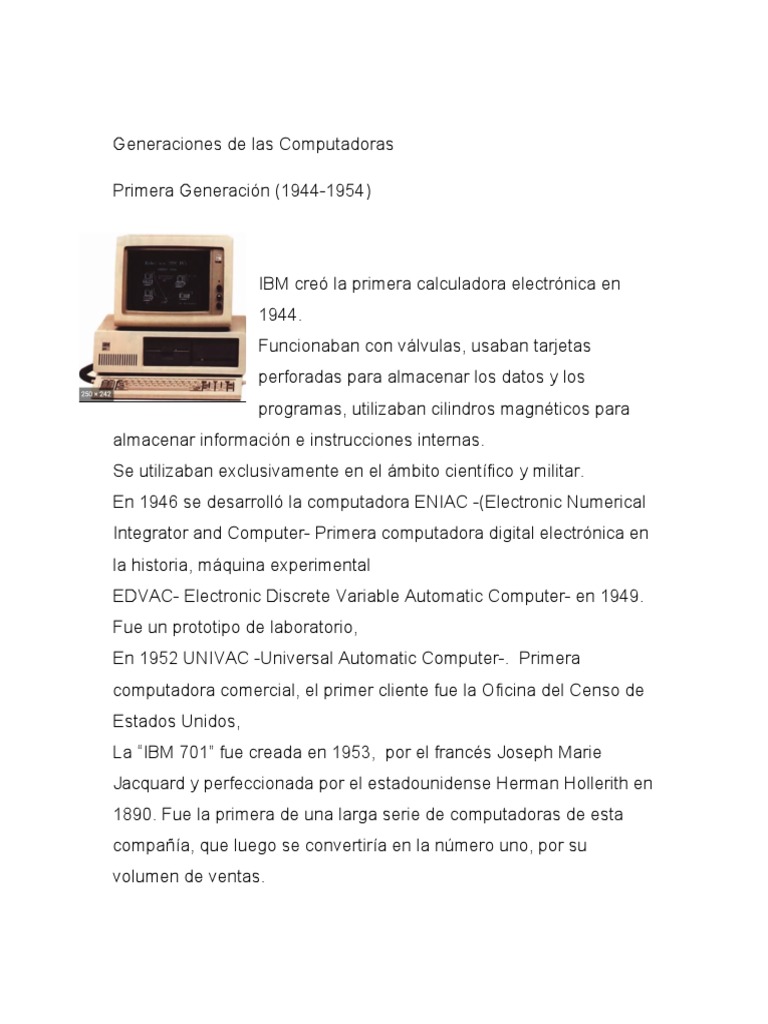 Generaciones de las Computadoras | PDF | Ibm | Computadoras personales