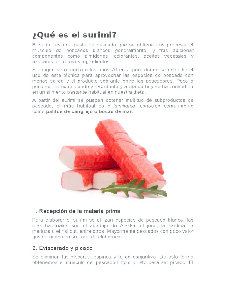 Qué Es El Surimi PDF Pescado como alimento Industria de alimentos