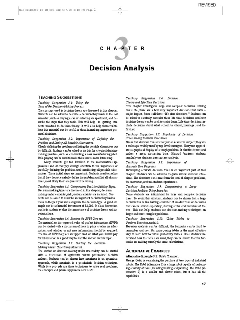 Teaching Suggestions for Decision Analysis | PDF | Decision Making ...