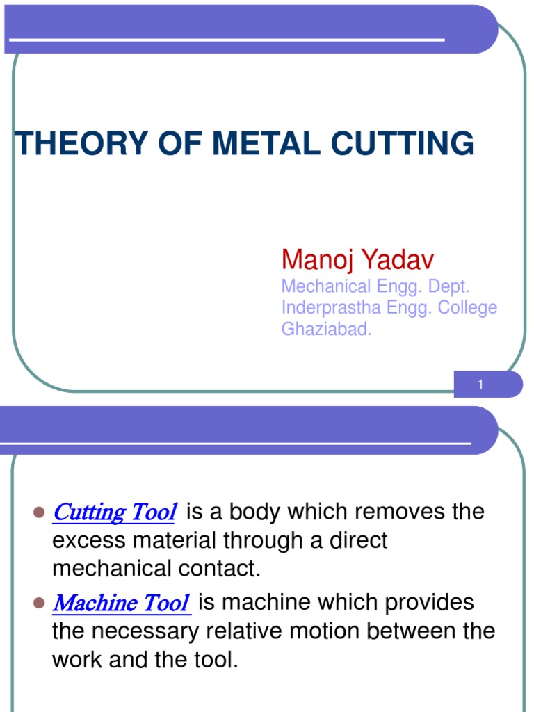 Theory of Metal Cutting: Manoj Yadav | PDF | Lubricant | Machining