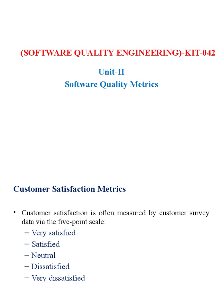 SOFTWARE QUALITY ENGINEERING) Part 3 | PDF | Customer Satisfaction ...