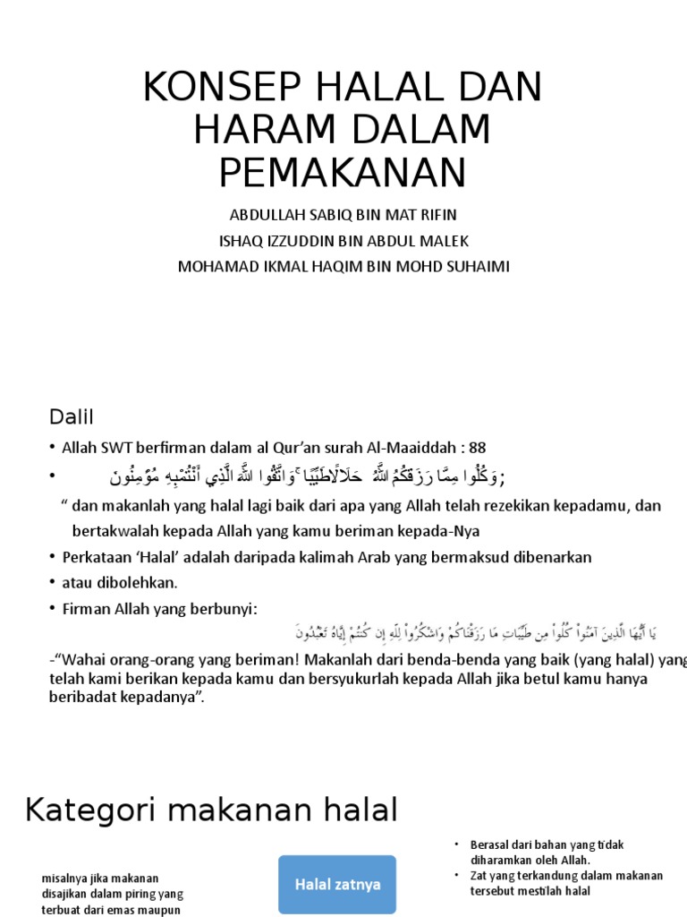 Konsep Halal Haram Dalam Makanan Dan Pekerjaan