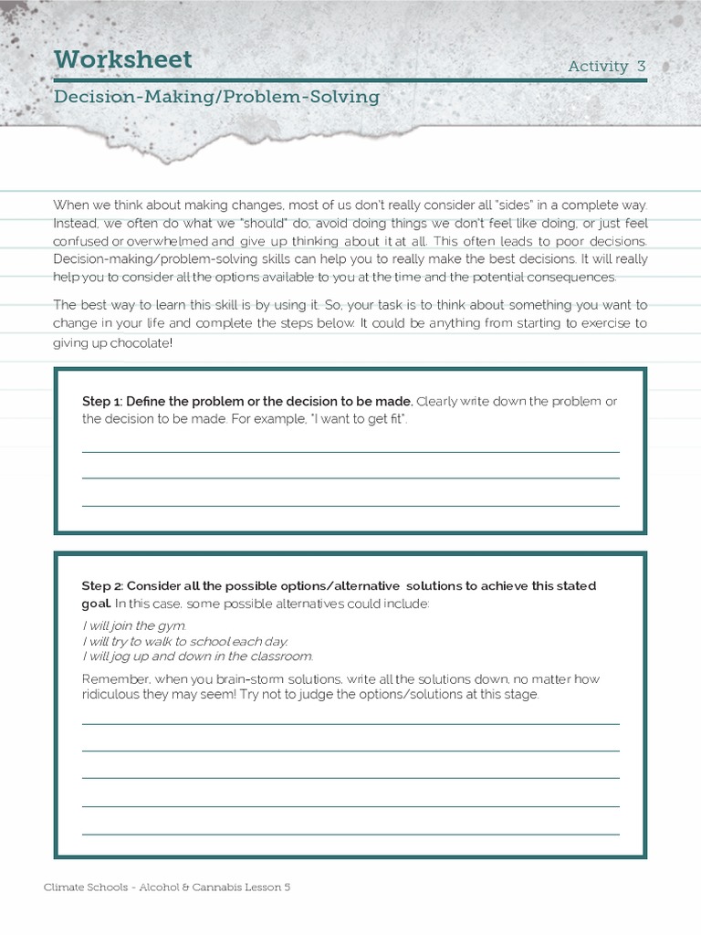 Worksheet - Decision-Making and Problem-Solving | PDF