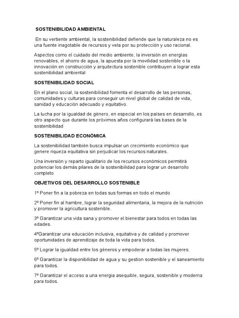 Sostenibilidad Ambiental | PDF | Desarrollo sostenible | Sustentabilidad