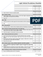 Light Vehicle Pre-Delivery Checklist: Inspected Corrected