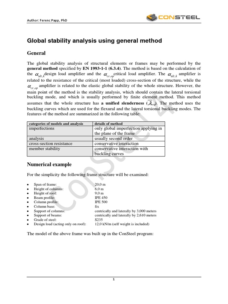 Global Stability Analysis Using General Method PDF | PDF | Buckling ...