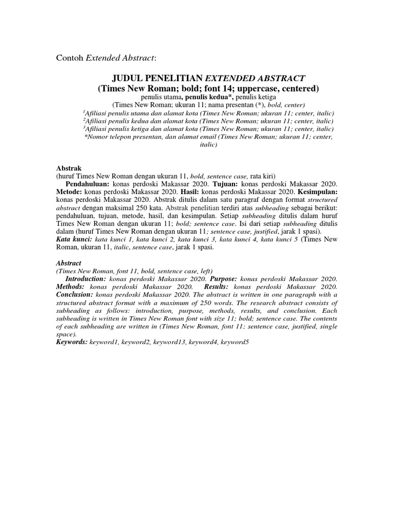 Format dan Contoh Extended Abstract | PDF | Metode & Bahan Ajar