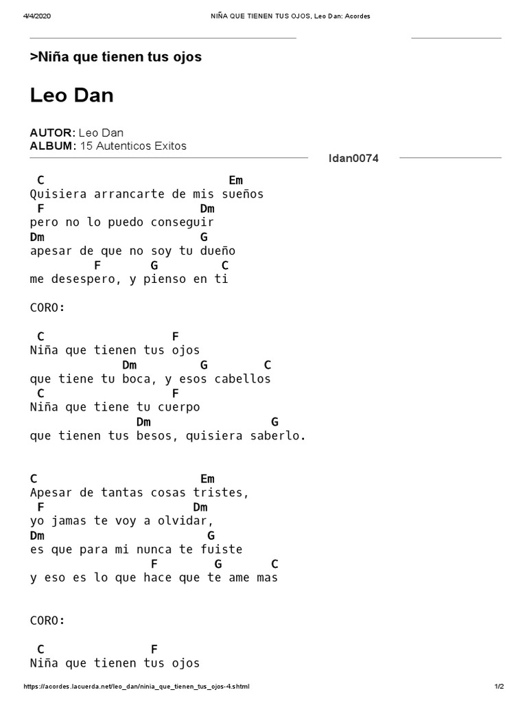 NIÑA QUE TIENEN TUS OJOS, Leo Dan Acordes PDF