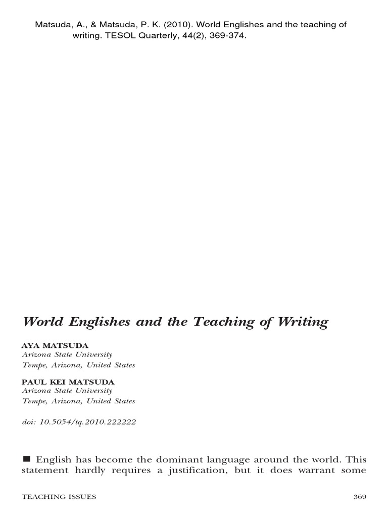 Teaching Writing in World Englishes | PDF | English Language | Grammar