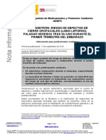 Alerta ondansetron en mujeres edad fertil