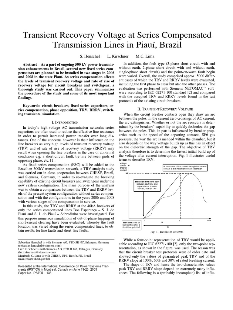 TRV Analysis for Series Compensated Lines | PDF | Electric Power ...