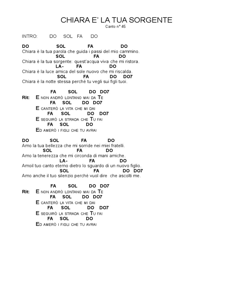 Chiara È La Tua Sequeri (Accordi