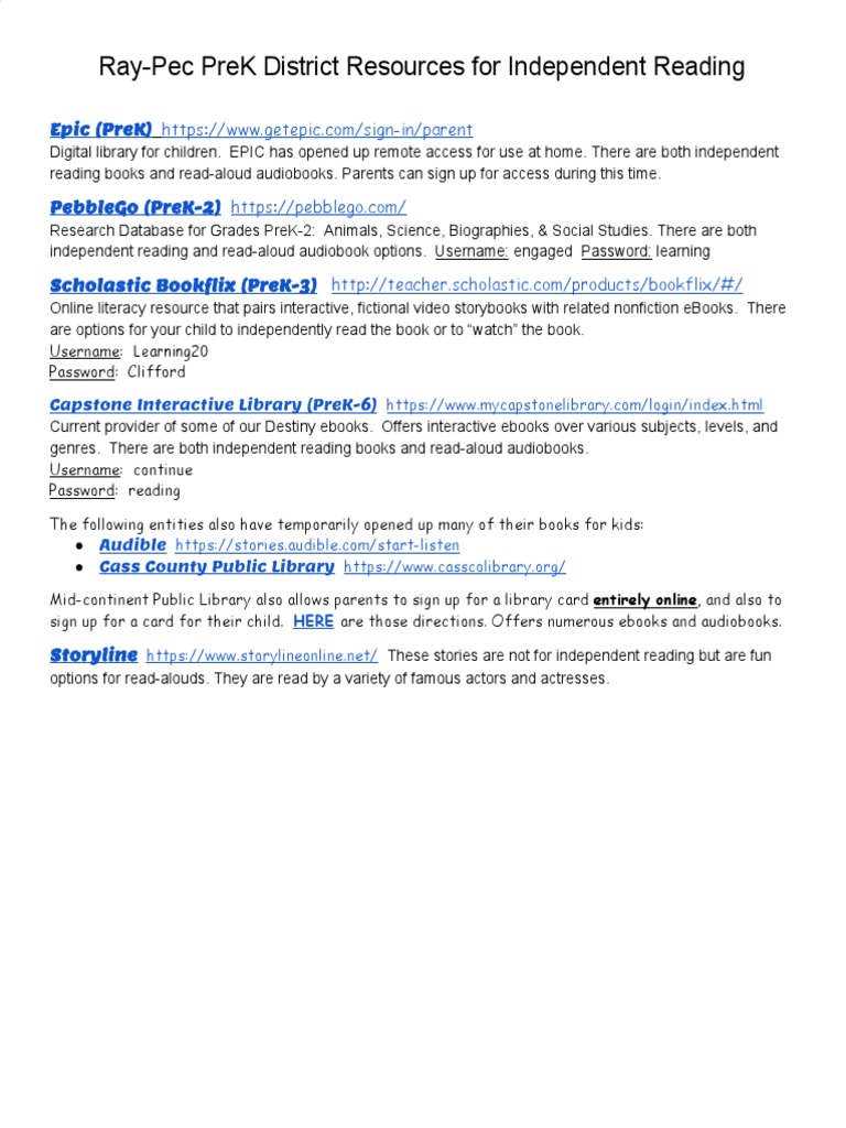 Ray-Pec PreK Reading Resources | PDF | Foreign Language Studies | Computers