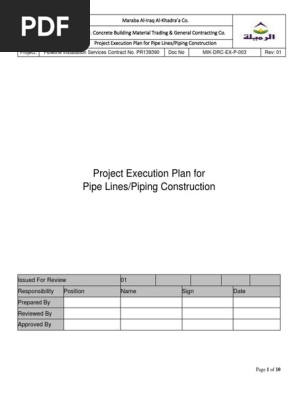 Project Execution Plan for Pipe Lines _Piping Construction