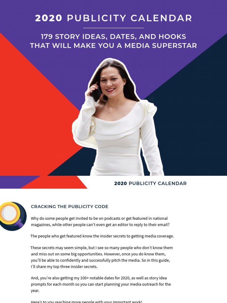 Free Gift 2020 Publicity Calendar PDF Mass Media Easter