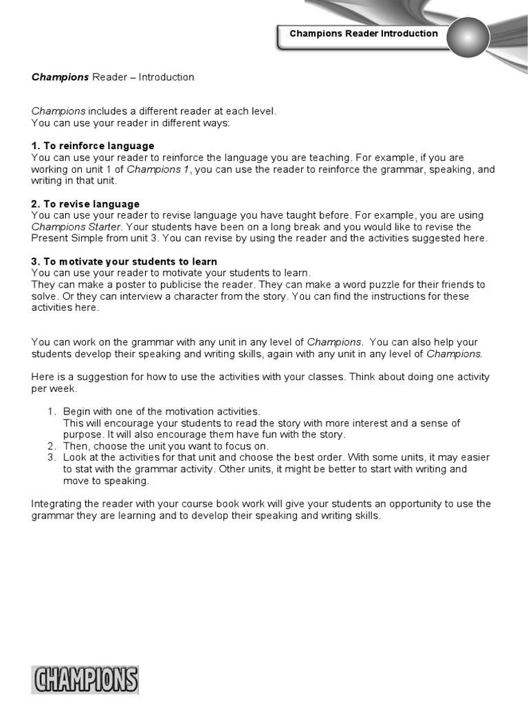 Champions Reader Usage Guide | PDF | Motivation | Motivational