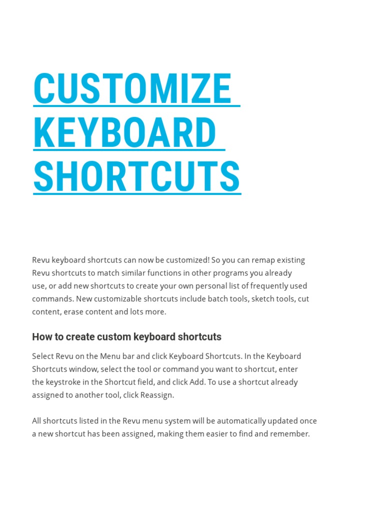 Bluebeam Revu Keyboard Shortcuts TAVCO PDF Keyboard Shortcut
