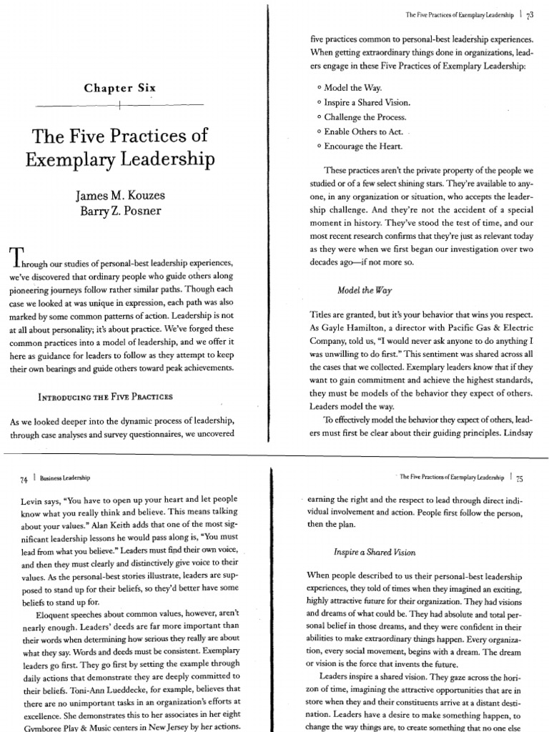 Five Exemplary Leadership Practices | PDF | Value (Ethics) | Leadership