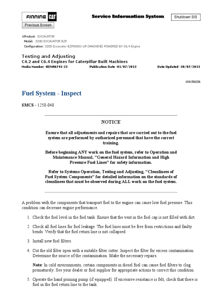 Fuel System - Inspect: Notice | PDF | Fuel Injection | Pump