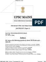 (Download) UPSC IAS Mains Exam 2019 SOCIOLOGY (Paper-1) : Unconscious Device. Discuss. 10 Marks