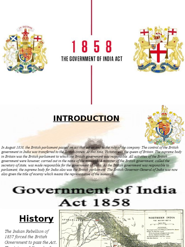 The Government of India Act 1858 PDF British Raj Government Of