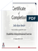Disabilities Interprofessional Event Certificate Disabilities Interprofessional Exercise 2019 Binder 5
