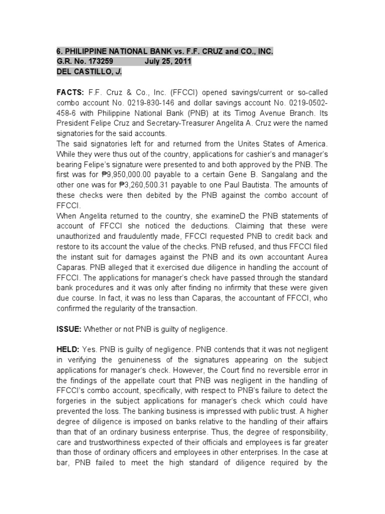 Cases PDF Cheque Negligence
