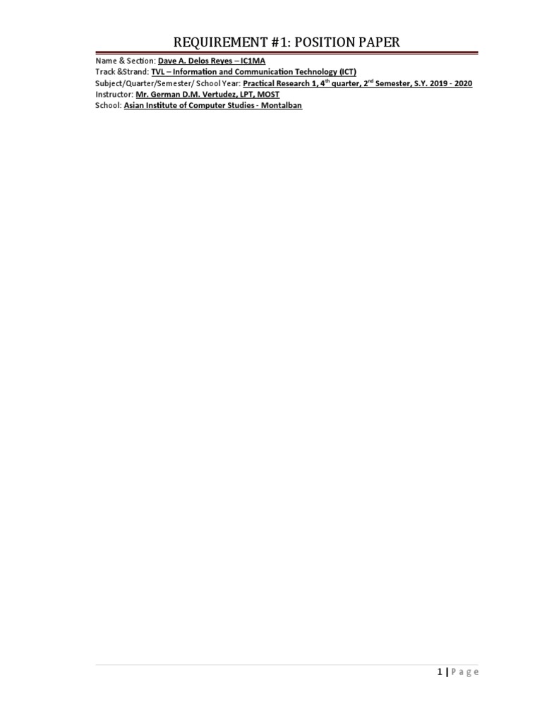 Position Paper on ICT Research | PDF