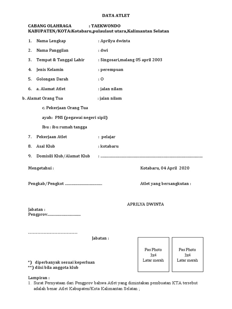 Formulir KTA | PDF