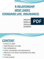 Customer Relatonship Management (HDFC Standard Life Insurance)