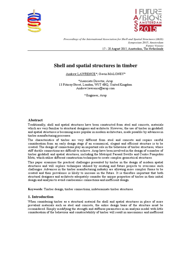 Shell and Spatial Structures in Timber | PDF | Wood | Lumber