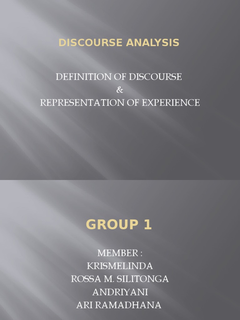 Discourse Analysis and Experience Representation | PDF | Semiotics ...