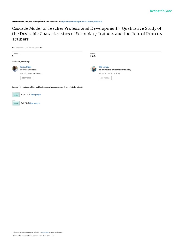 Cascade Model in Teacher Training | PDF | Teaching | Learning