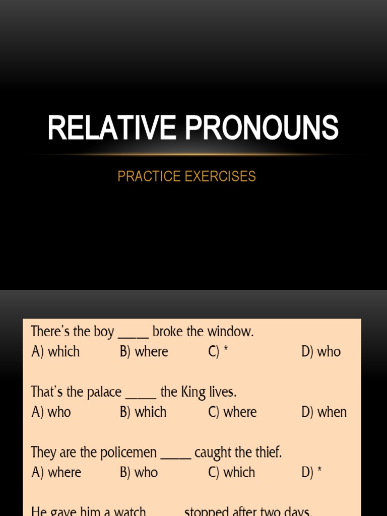 Relative Pronouns: Practice Exercises | PDF