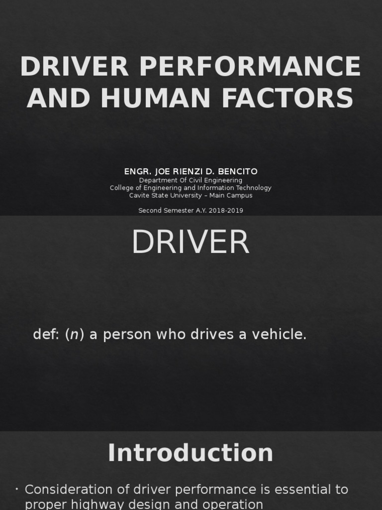 Driver Performance and Human Factors | PDF | Perception | Traffic