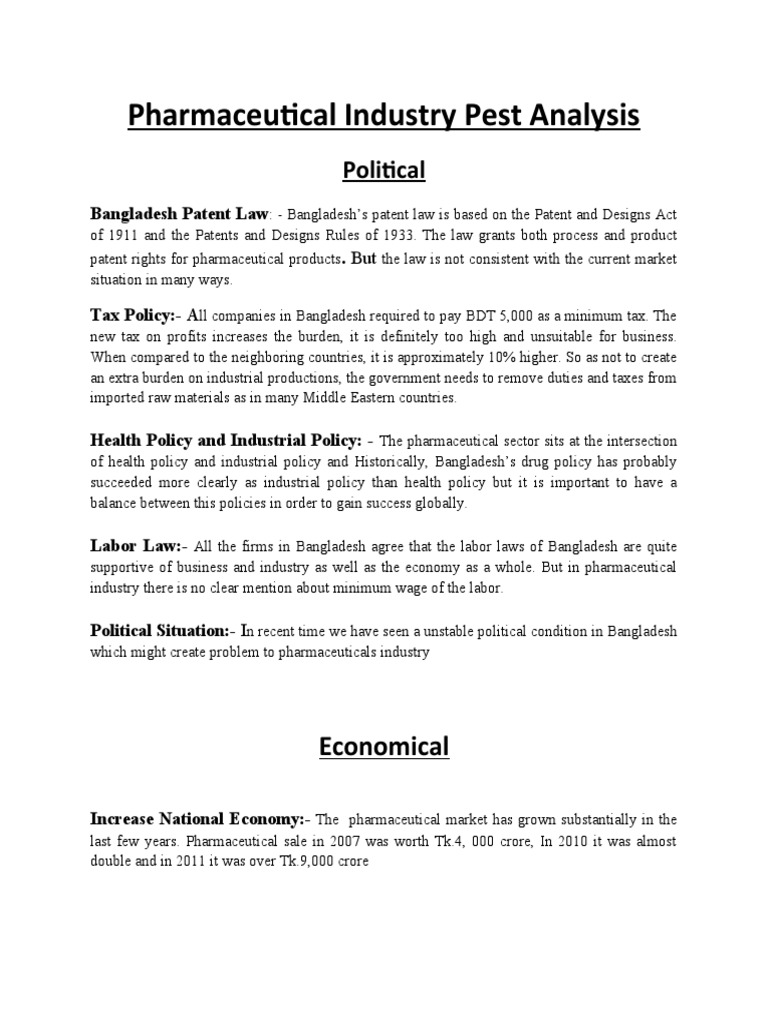 Pharmaceutical Industry Pest Analysis An PDF Pharmaceutical