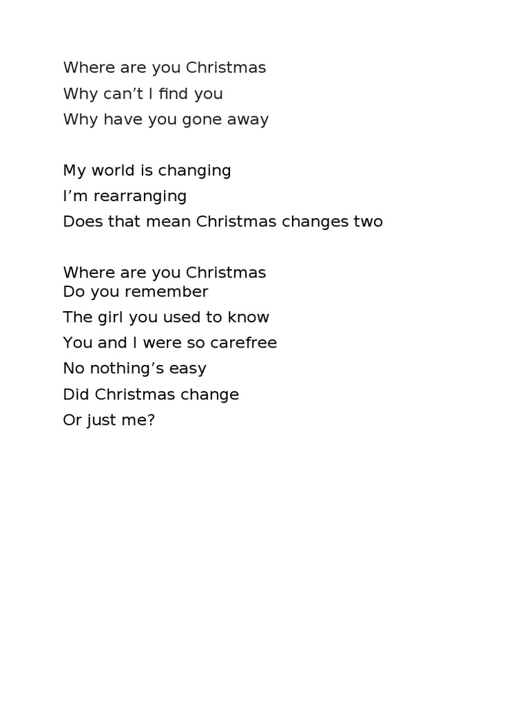 where are you christmas lyrics | pdf