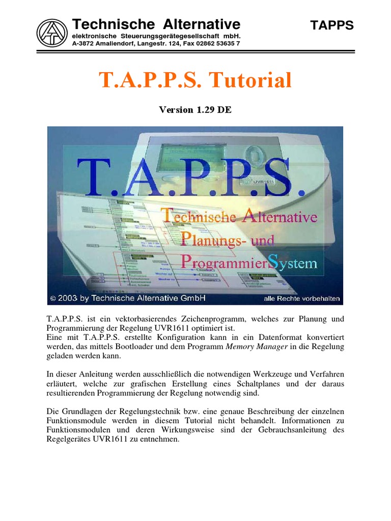TAPPS Tutorial 1.29 DE PDF | PDF