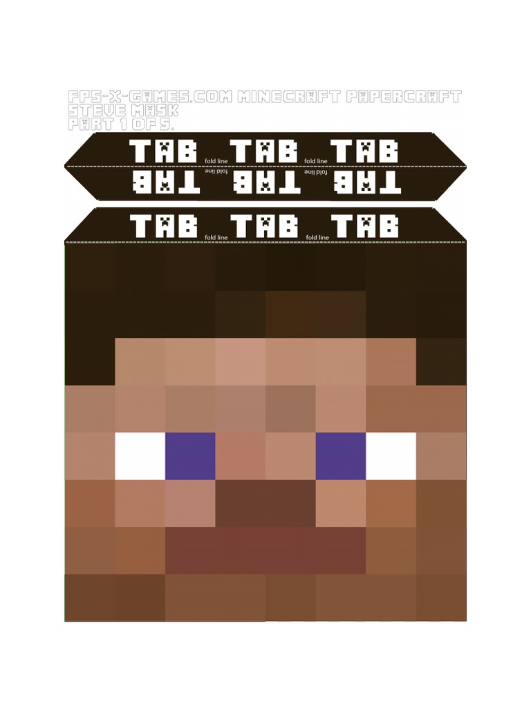 Printable - Minecraft Steve Mask | PDF