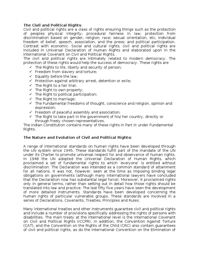 Understanding Civil and Political Rights | PDF | Freedom Of Speech ...