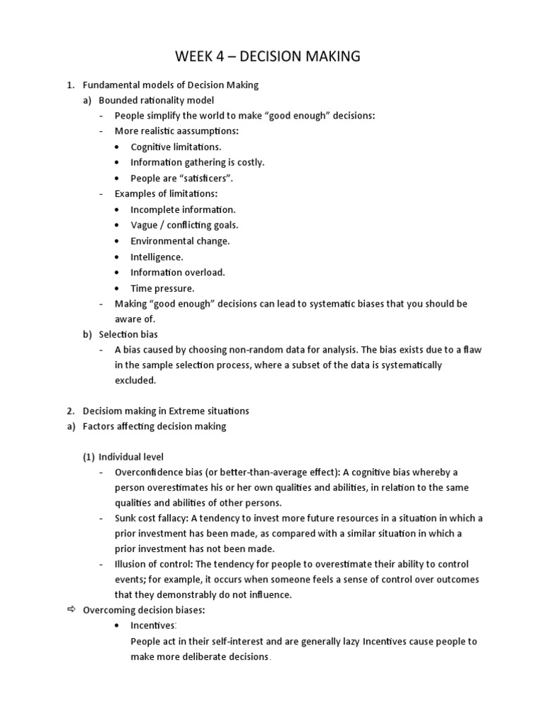 Decision Making Models and Biases | PDF | System | Decision Making
