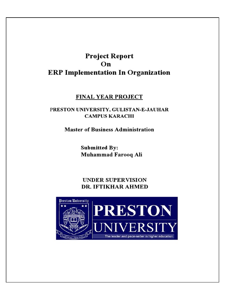 Project Report On ERP Implementation in Organization: Submitted by ...