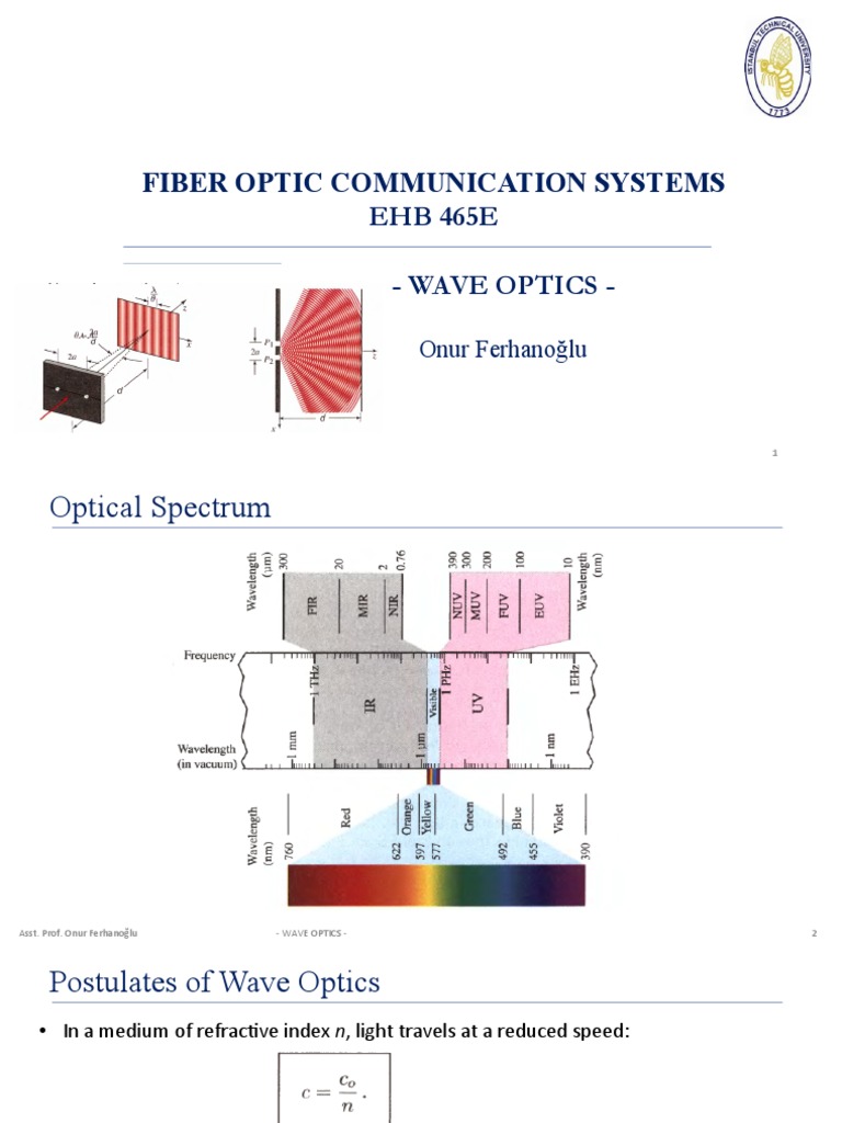 EHB465E Lecture 2 - Wave Optics | PDF | Optics | Wavelength