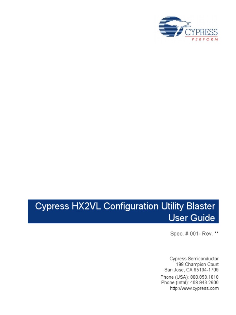 Cypress Hx2vl Configuration Utility Blaster User Guide Spec 001 Rev